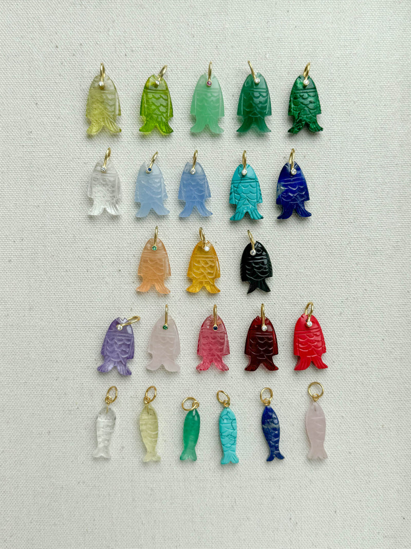 Long Clear Quartz Fish Charm