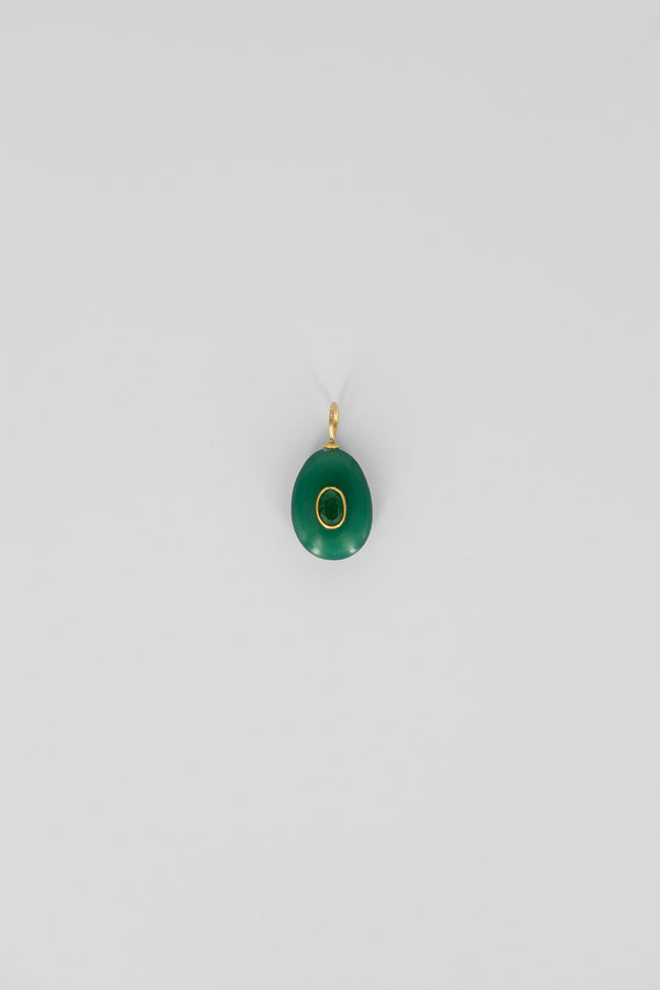Green onyx oval gemstone charm