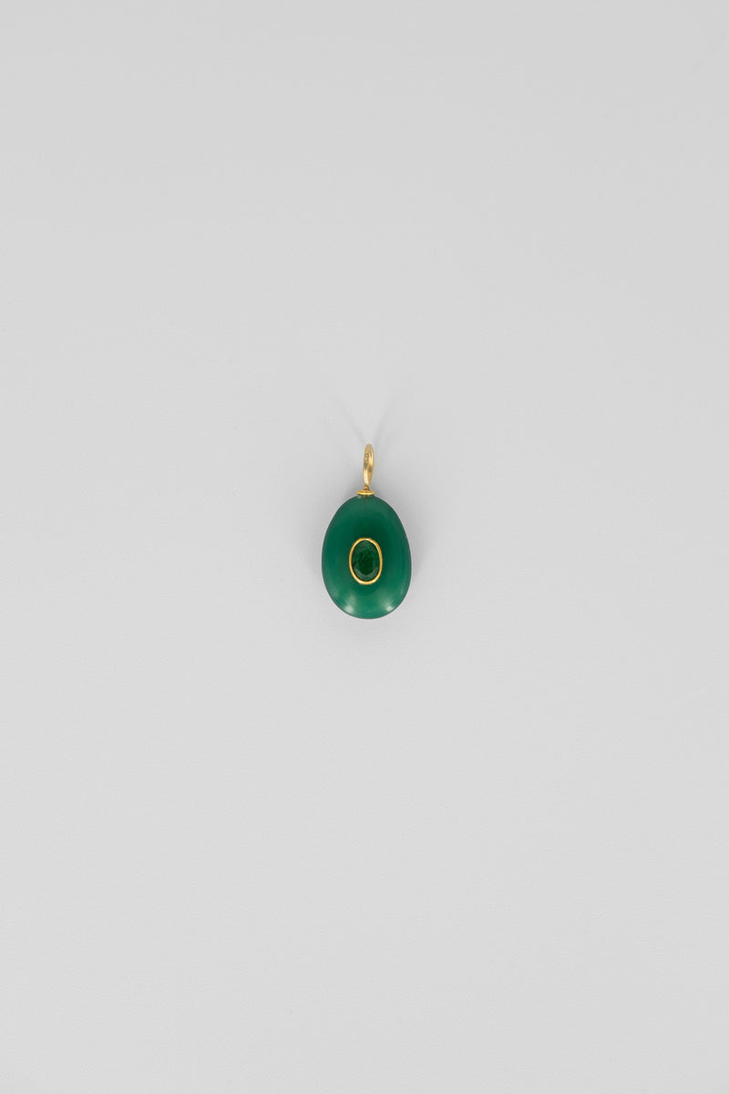 Green onyx oval gemstone charm