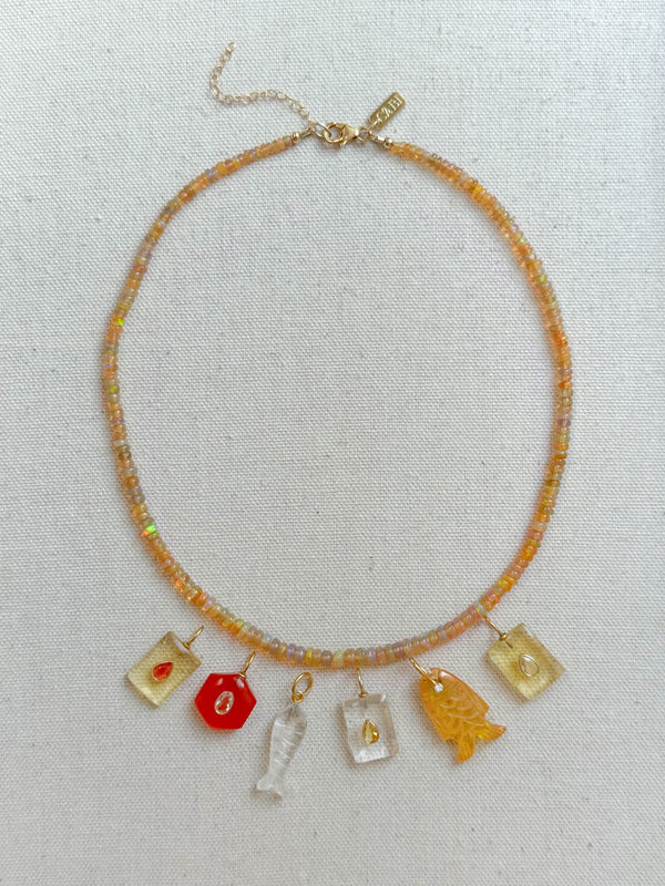 Golden honey opal necklace