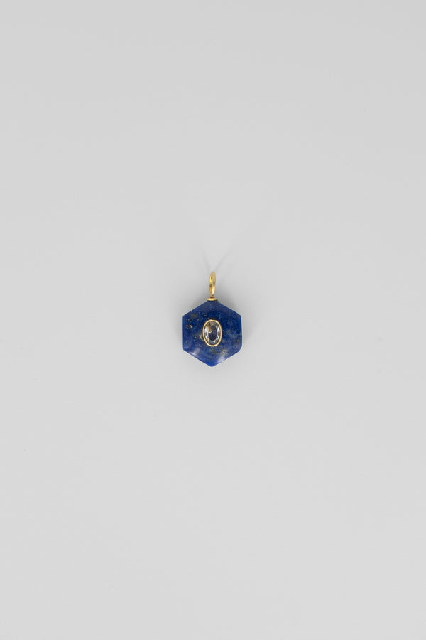 Lapis Lazuli & crystal quartz hexagon gemstone charm