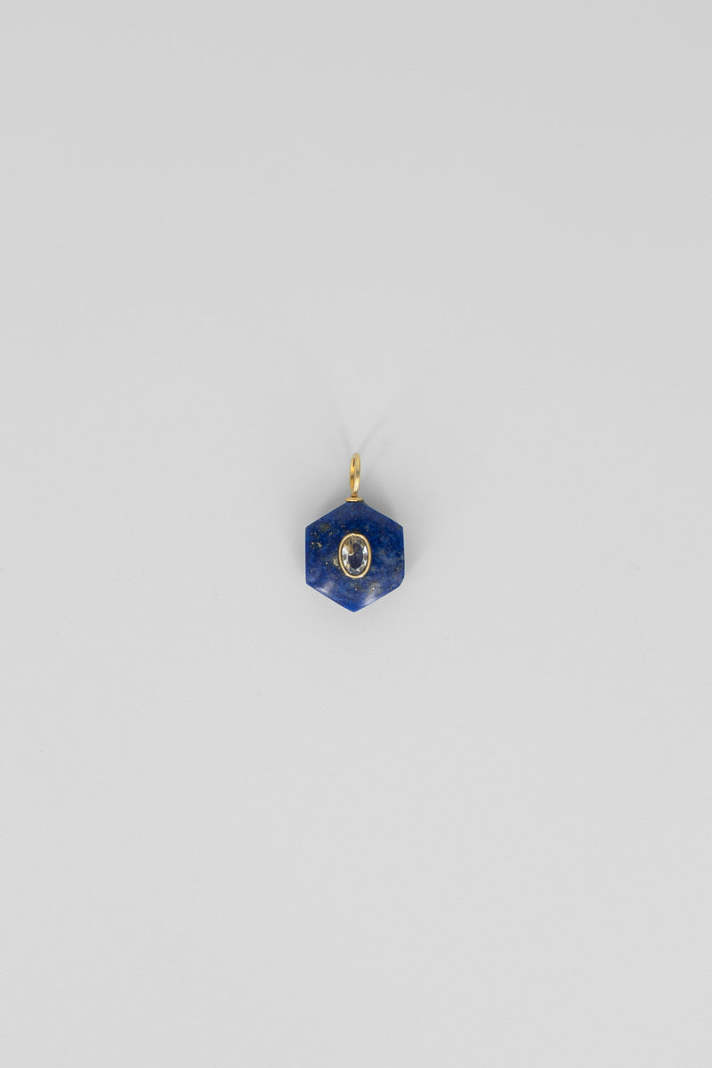 Lapis Lazuli & crystal quartz hexagon gemstone charm