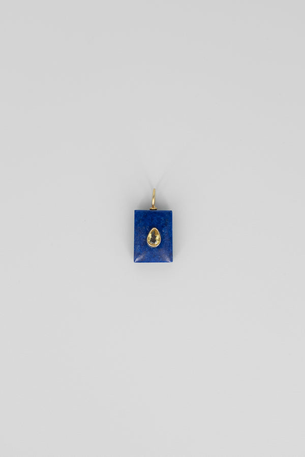 Lapis Lazuli & lemon quartz rectangle gemstone charm