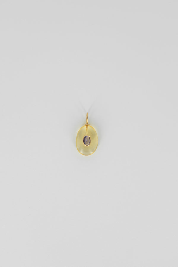 Lemon quartz oval gemstone charm