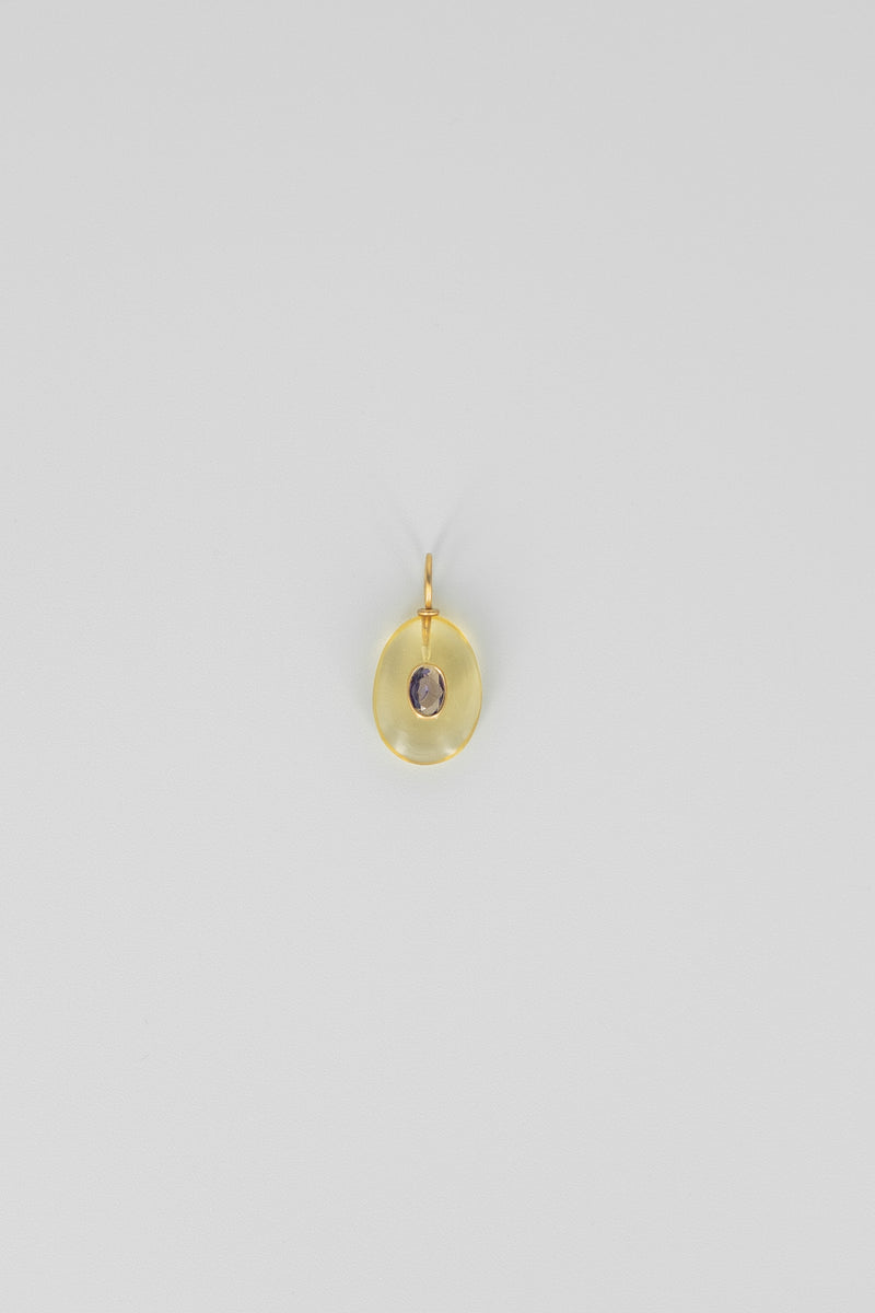 Lemon quartz oval gemstone charm