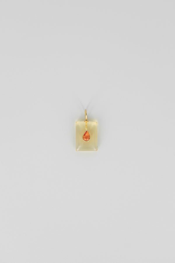 Lemon quartz & carnelian rectangle gemstone charm