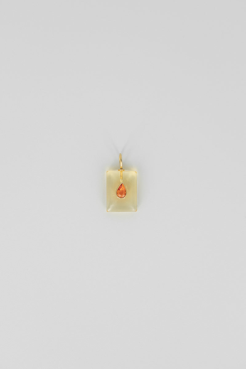Lemon quartz & carnelian rectangle gemstone charm