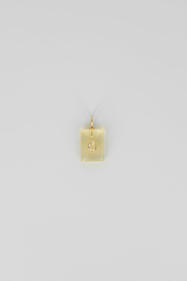Lemon quartz & crystal quartz rectangle gemstone charm