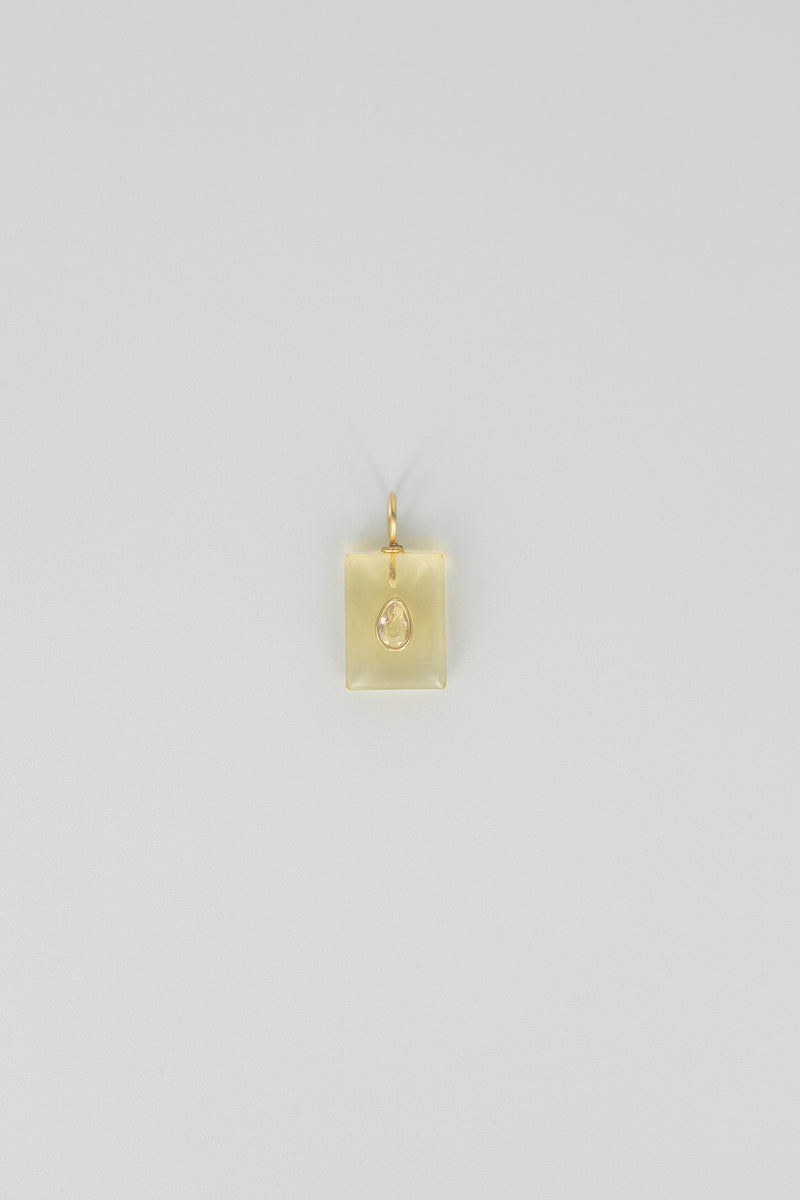 Lemon quartz & crystal quartz rectangle gemstone charm