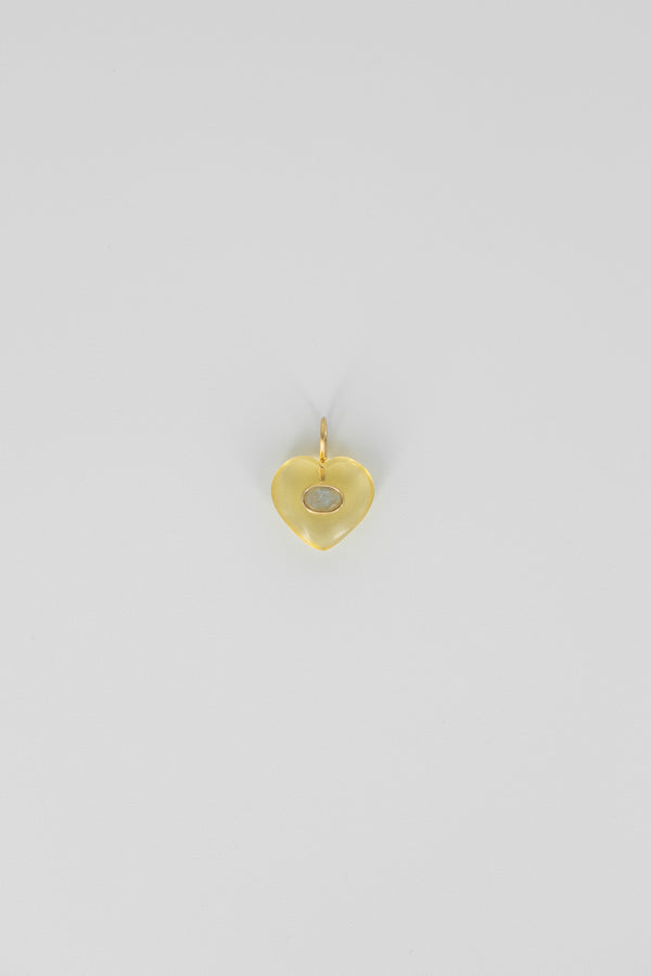 Lemon quartz heart gemstone charm