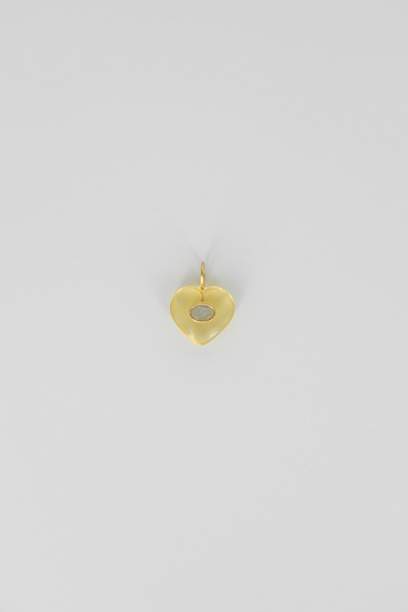 Lemon quartz heart gemstone charm