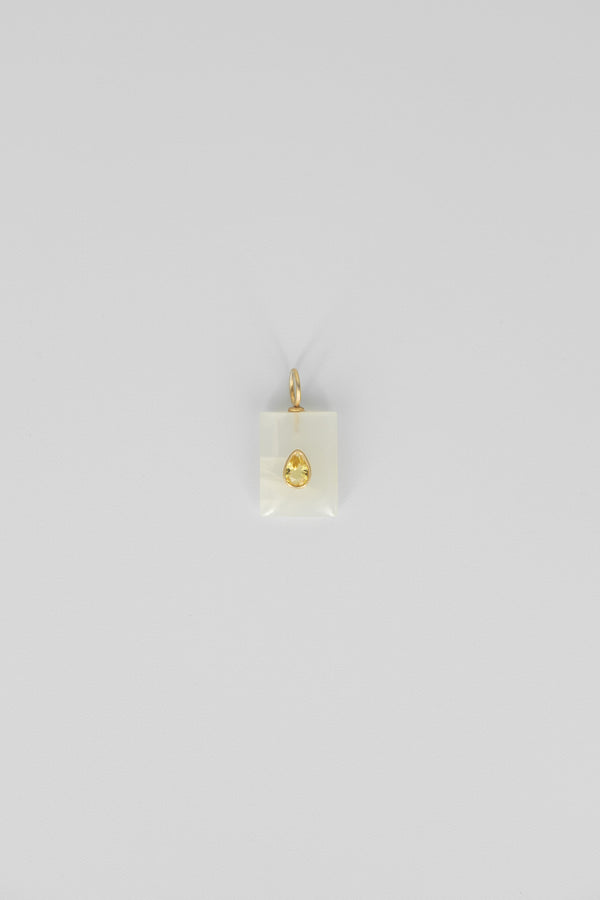 Moonstone & lemon quartz rectangle gemstone charm