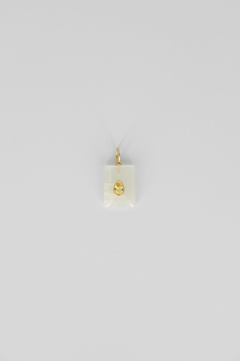 Moonstone & lemon quartz rectangle gemstone charm