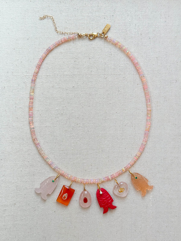 Peach opal necklace