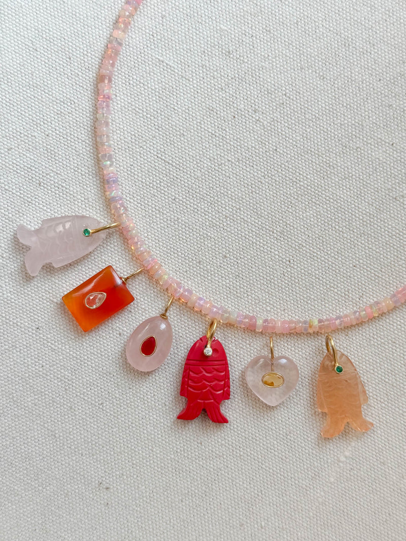 Peach opal necklace