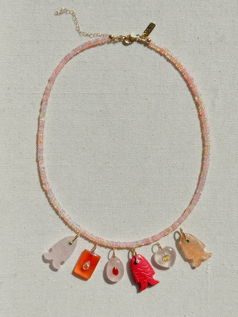 Peach opal necklace