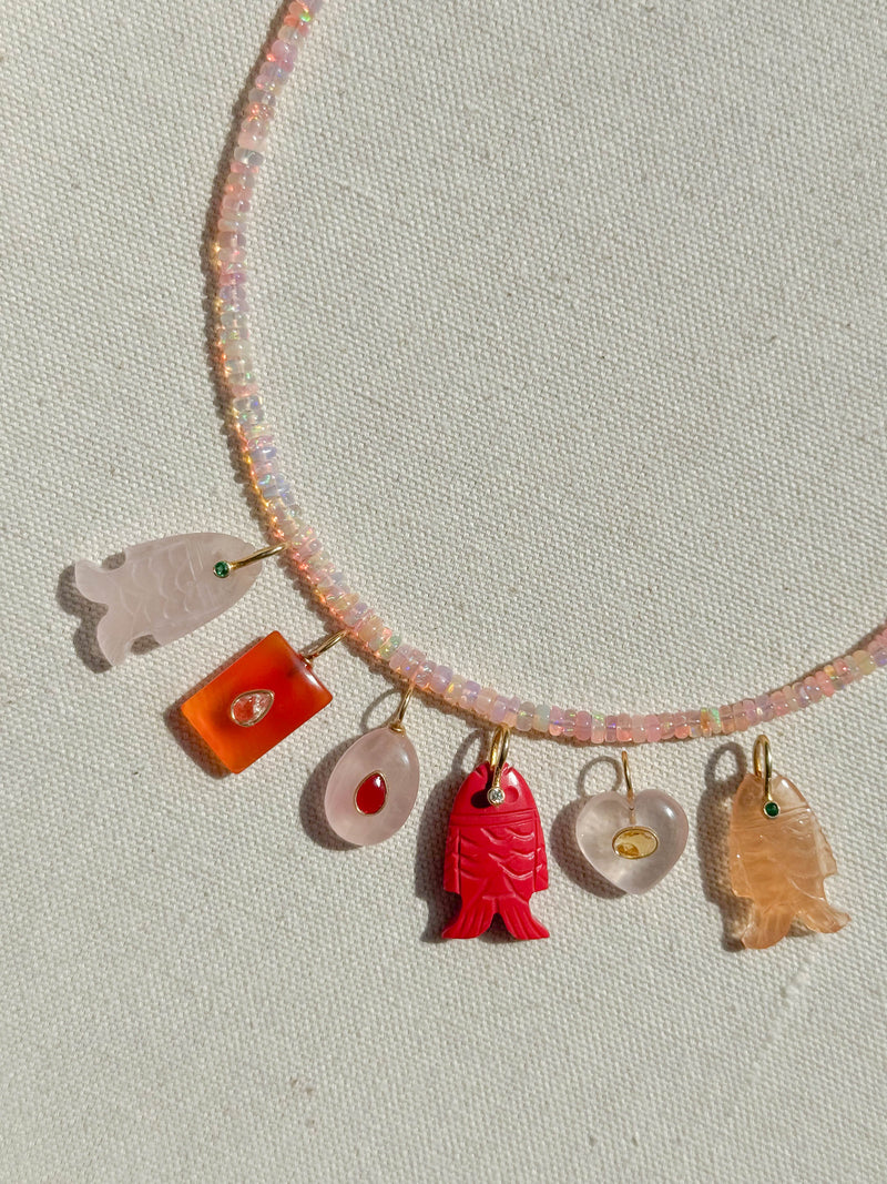 Peach opal necklace