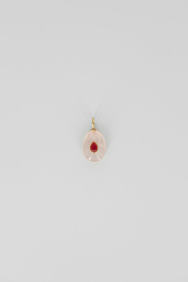 Rose quartz oval gemstone charm