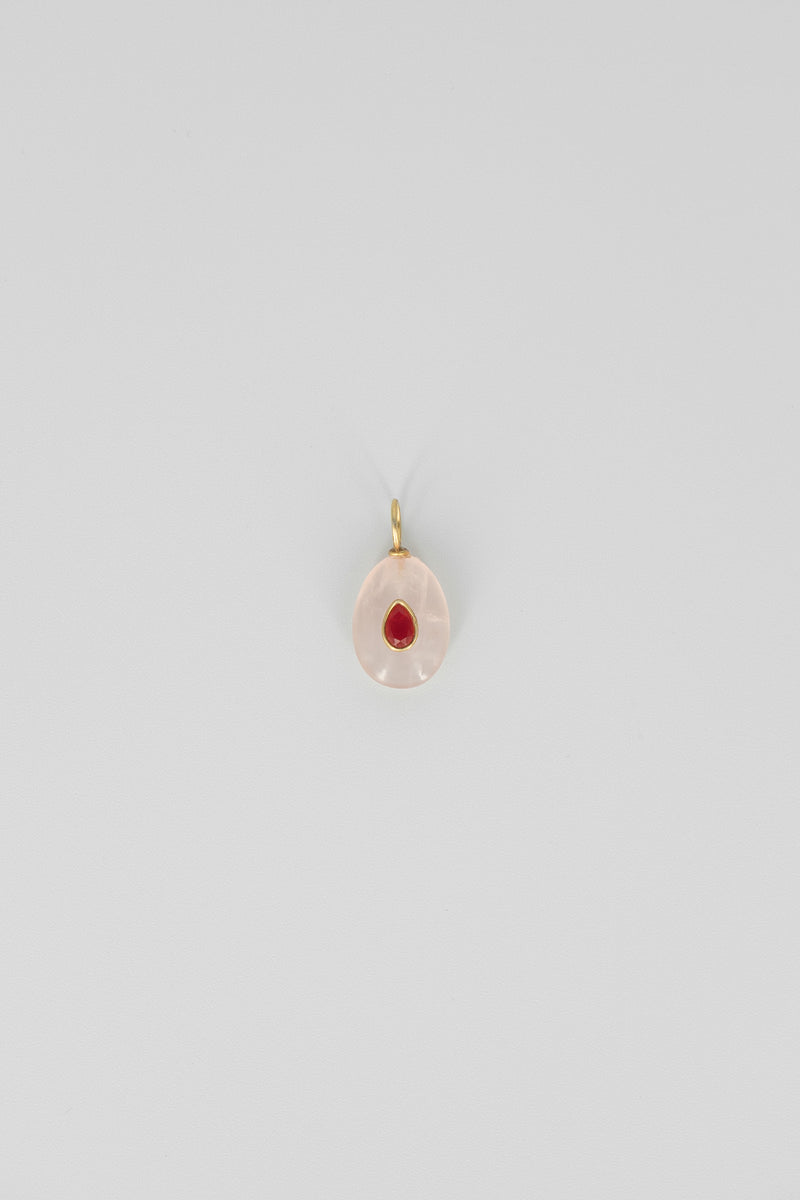 Rose quartz oval gemstone charm