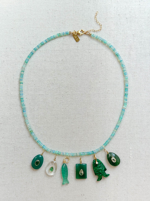 Sea foam green opal necklace