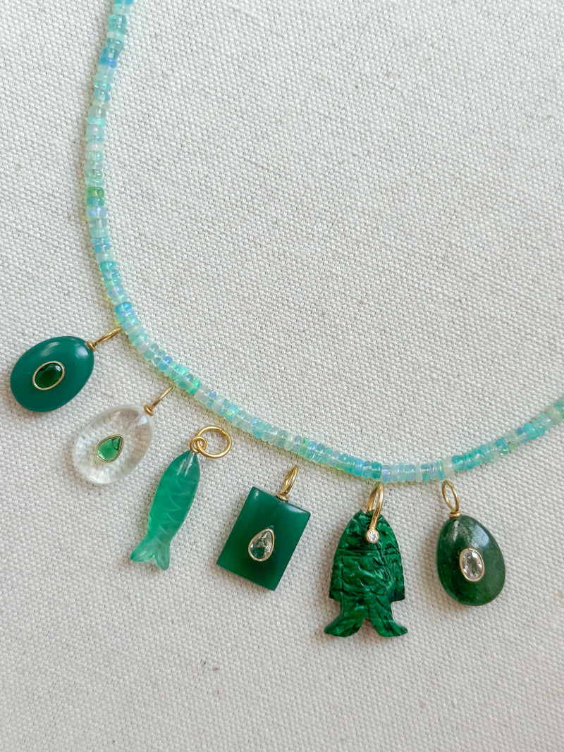 Sea foam green opal necklace