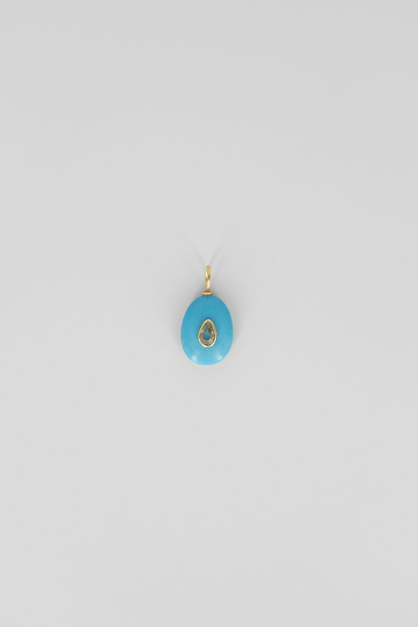 Turquoise oval gemstone charm