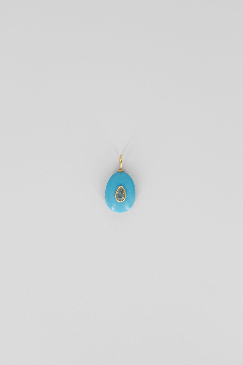 Turquoise oval gemstone charm