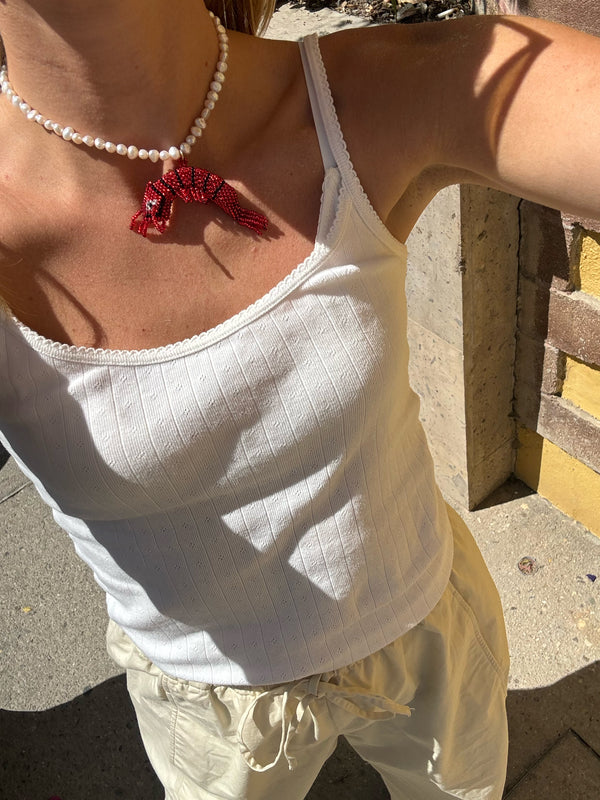 Beaded Shrimp Pearl Necklace