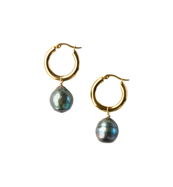 GUNMETAL AKOYA EARRINGS